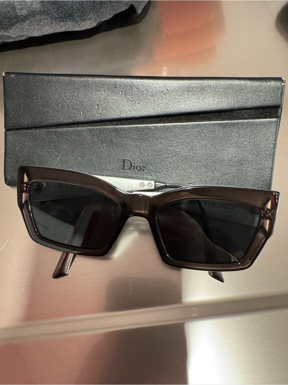 Dior Silver and Black Logo Sunglasses